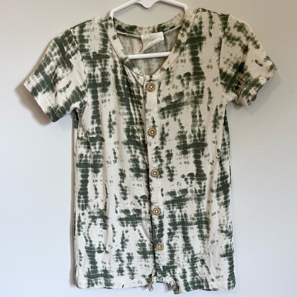 Kate Quinn The Woods Modal Green Shibori Short Romper Size 12-18m